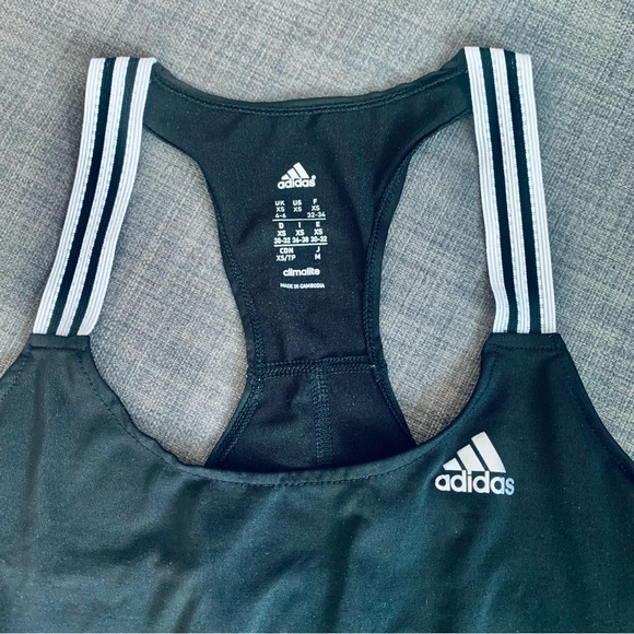 ๐HP!๐ ADIDAS RETRO VINTAGE Y2K WOMENS CLIMALITE BLACK WHITE RACERBACK TANK TOP - Picture 5 of 7